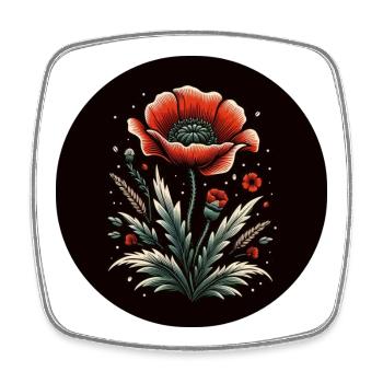 Poppy, Flower, Red, Natural - Square fridge magnet - white - Front