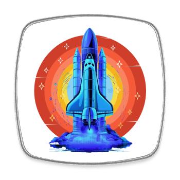 BLAUES SPACE SHUTTLE RETRO VINTAGE - Viereckiger Kühlschrankmagnet - Weiß - Vorne
