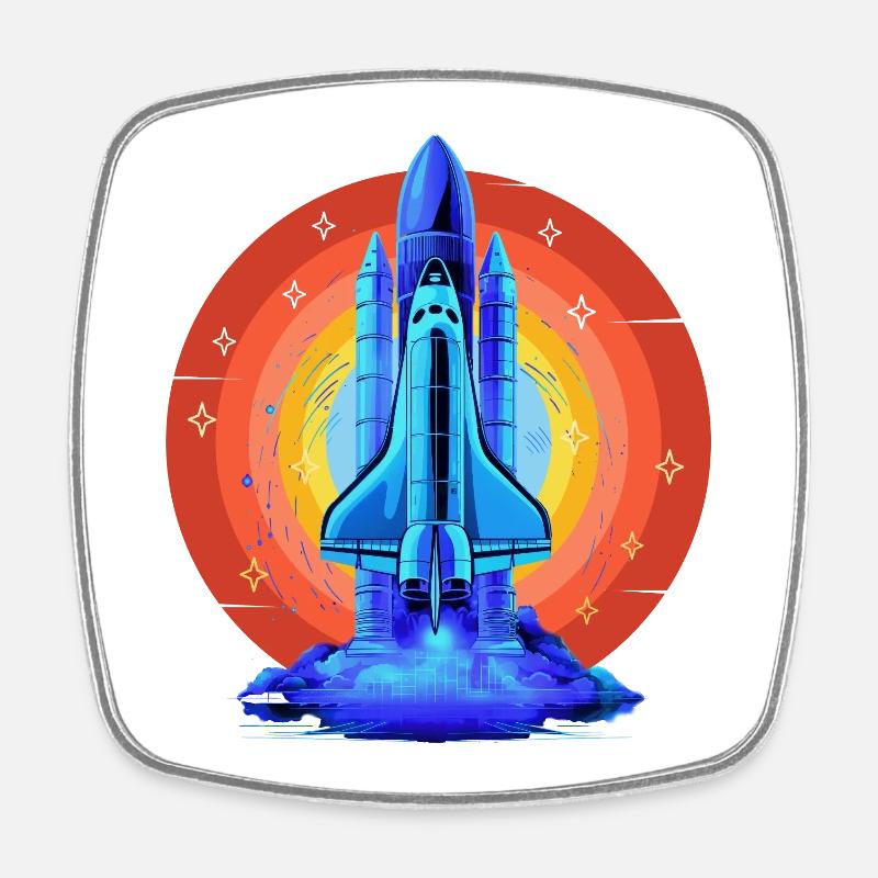 BLAUES SPACE SHUTTLE RETRO VINTAGE - Viereckiger Kühlschrankmagnet - Weiß
