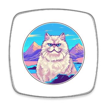 Colorpoint chat persan coloré dessin animé aquarelle - Magnet carré - blanc - Devant