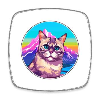 Cyprus Cat Colorful Cartoon Watercolor Illustratio - Square fridge magnet - white - Front