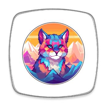 Chat égyptien coloré dessin animé aquarelle Illustrat - Magnet carré - blanc - Devant
