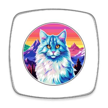 Deutsch Langhaar Katze bunte Karikatur Aquarell il - Viereckiger Kühlschrankmagnet - Weiß - Vorne
