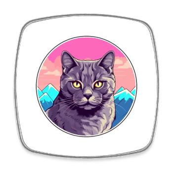 Chartreux Cat Colorful Cartoon Watercolor Illustra - Square fridge magnet - white - Front