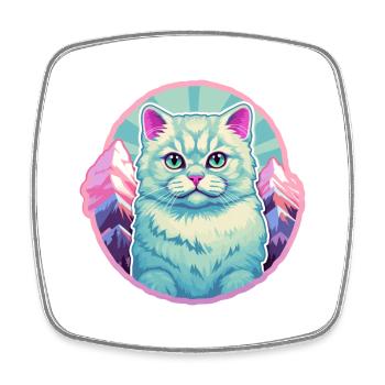 British Silver Cat Colorful Cartoon Watercolor Ill - Square fridge magnet - white - Front