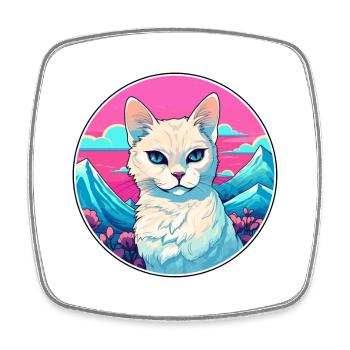 Burmilla chat coloré dessin animé aquarelle Illustrat - Magnet carré - blanc - Devant