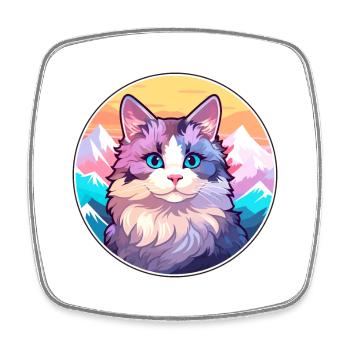 Verdünnte Calico Katze Bunte Karikatur Aquarell Illu - Viereckiger Kühlschrankmagnet - Weiß - Vorne