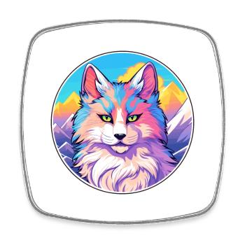 Foldex Cat Coloré Dessin Animé Aquarelle Illustratio - Magnet carré - blanc - Devant