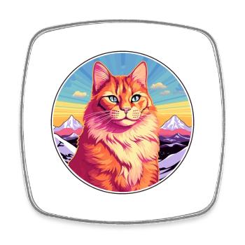 Ingwer Langhaar Katze Bunte Karikatur Aquarell il - Viereckiger Kühlschrankmagnet - Weiß - Vorne