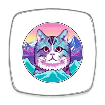 Khao Manee Cat Colorful Cartoon Watercolor Illustr - Square fridge magnet - white - Front