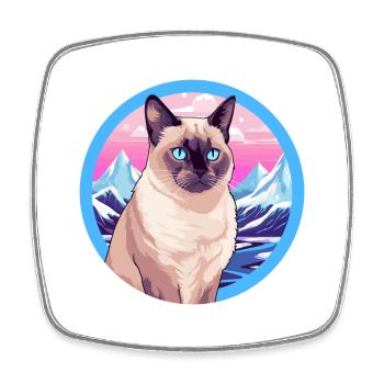 Siamesische Kurzhaarkatze Buntes Karikatur-Aquarell - Viereckiger Kühlschrankmagnet - Weiß - Vorne