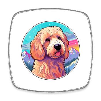 Labradoodle Hunderasse Cartoon Kawaii Aquarell - Viereckiger Kühlschrankmagnet - Weiß - Vorne