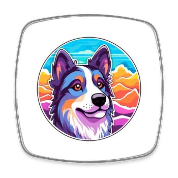 Lapponischer Hirte Hund Rasse Cartoon Kawaii Watercol - Viereckiger Kühlschrankmagnet - Weiß - Vorne