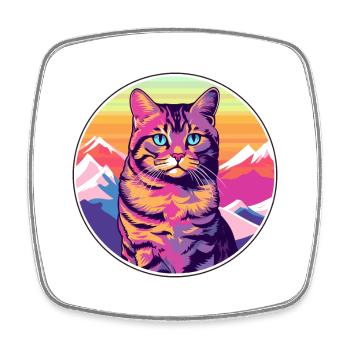Havanna Braune Katze Bunte Karikatur Aquarell Illus - Viereckiger Kühlschrankmagnet - Weiß - Vorne