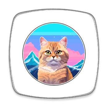 Hosico Cat Colorful Cartoon Watercolor Illustratio - Square fridge magnet - white - Front