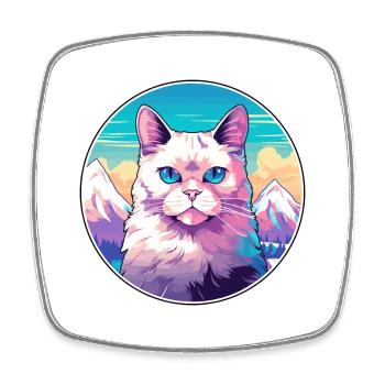 Chat javanais coloré dessin animé aquarelle Illustrat - Magnet carré - blanc - Devant