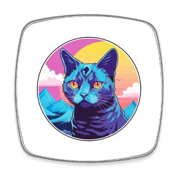 Korat chat coloré dessin animé aquarelle illustration - Magnet carré - blanc - Devant