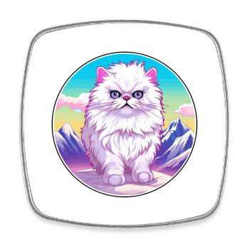 Chat persan coloré dessin animé aquarelle illustrati - Magnet carré - blanc - Devant