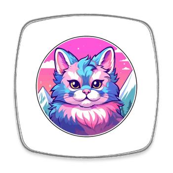 Ussuri Cat Colorful Cartoon Watercolor Illustratio - Square fridge magnet - white - Front
