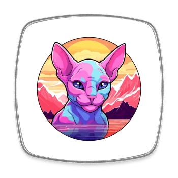 Sphynx Katze Bunte Karikatur Aquarell Illustration - Viereckiger Kühlschrankmagnet - Weiß - Vorne
