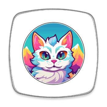 Illustration aquarelle de dessin animé coloré de chat thaïlandais - Magnet carré - blanc - Devant