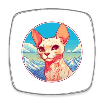 Rote Devon Rex Katze Bunte Karikatur Aquarell Illu - Viereckiger Kühlschrankmagnet - Weiß - Vorne