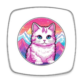 Munchkin Katze bunte Karikatur Aquarell illustriert - Viereckiger Kühlschrankmagnet - Weiß - Vorne