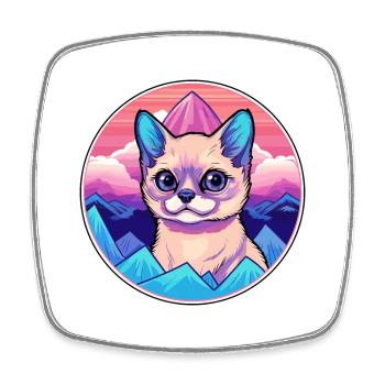 Siamkatze Bunte Karikatur Aquarell Illustrati - Viereckiger Kühlschrankmagnet - Weiß - Vorne