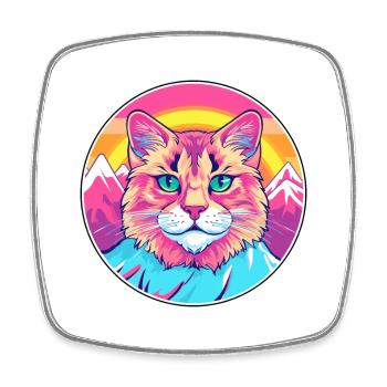Sokoke Cat Colorful Cartoon Watercolor Illustratio - Square fridge magnet - white - Front