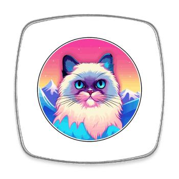 Ragdoll Cat Colorful Cartoon Watercolor Illustrati - Square fridge magnet - white - Front