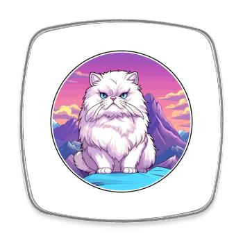 Weiße Langhaar Perserkatze Bunte Karikatur Waterc - Viereckiger Kühlschrankmagnet - Weiß - Vorne