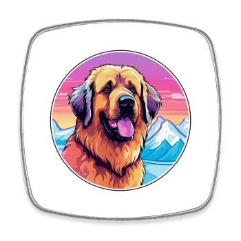 Leonberger Dog Breed Cartoon Kawaii Watercolor - Square fridge magnet - white - Front