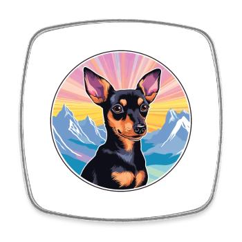 Manchester Terrier Dog Breed Cartoon Kawaii Waterc - Square fridge magnet - white - Front