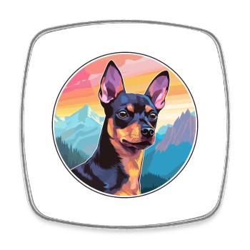 Pinscher miniature chien race dessin animé Kawaii Waterc - Magnet carré - blanc - Devant