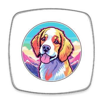 Nederlandse Kooikerhondje Dog Breed Cartoon Kawaii - Magnet carré - blanc - Devant