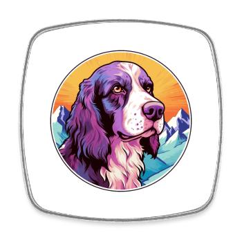 Munsterlander grand chien race dessin animé kawaii eau - Magnet carré - blanc - Devant