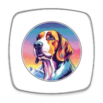 Polish Hound Dog Breed Cartoon Kawaii Watercolor - Square fridge magnet - white - Front
