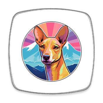 Podenco Canario Dog Breed Cartoon Kawaii Watercolo - Square fridge magnet - white - Front