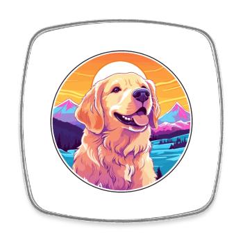 Retriever Plat Enduit Chien Race Cartoon Kawaii Wat - Magnet carré - blanc - Devant