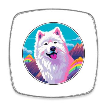 Samojede Hunderasse Cartoon Kawaii Aquarell - Viereckiger Kühlschrankmagnet - Weiß - Vorne