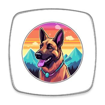 Malinois Belgian Shepherd Dog Breed Cartoon Kawaii - Square fridge magnet - white - Front