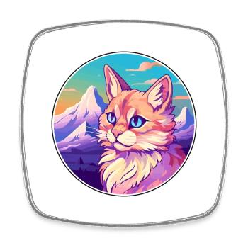 Somali Cat Colorful Cartoon Watercolor Illustratio - Square fridge magnet - white - Front