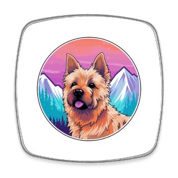 Norwich Terrier Dog Breed Cartoon Kawaii Watercolo - Square fridge magnet - white - Front