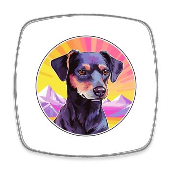 Patterdale Terrier Dog Breed Cartoon Kawaii Waterc - Square fridge magnet - white - Front