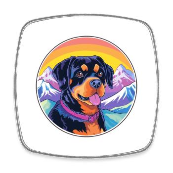 Rottweiler Hunderasse Cartoon Kawaii Aquarell - Viereckiger Kühlschrankmagnet - Weiß - Vorne