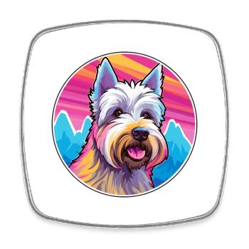 Scottish Terrier chien race Cartoon Kawaii Watercol - Magnet carré - blanc - Devant