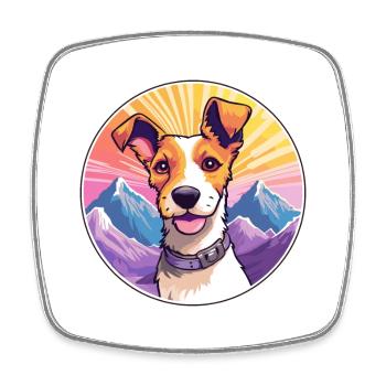 Miniature Fox Terrier chien race Cartoon Kawaii Wat - Magnet carré - blanc - Devant