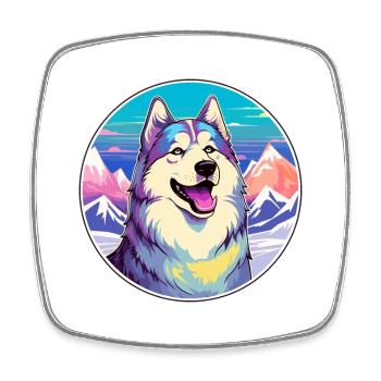 Malamute Alaska Hunderasse Cartoon Kawaii Watercol - Viereckiger Kühlschrankmagnet - Weiß - Vorne