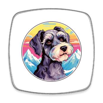 Miniatur Schnauzer Hunderasse Cartoon Kawaii Wasser - Viereckiger Kühlschrankmagnet - Weiß - Vorne
