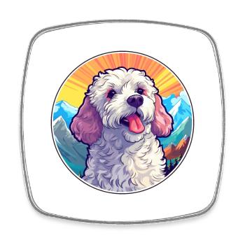 Caniche chien race dessin animé Kawaii aquarelle - Magnet carré - blanc - Devant
